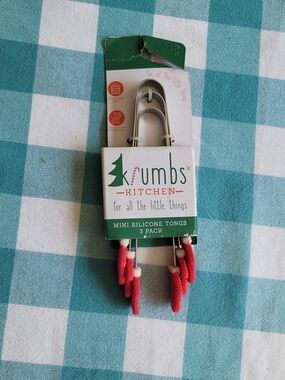 Krumbs Kitchen Red Mini Silicone Tongs 3-Pack